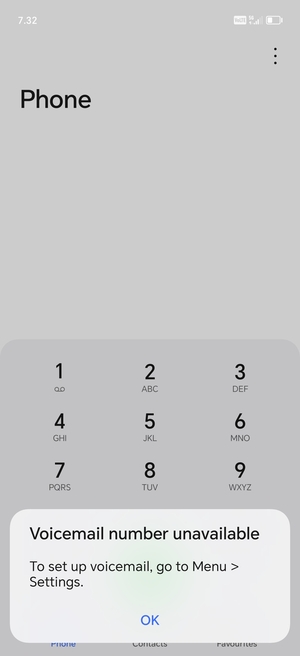 If your voicemail is not set up, select OK