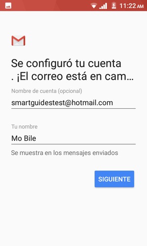 Déle a su cuenta un nombre e introduzca su nombre. Seleccione SIGUIENTE