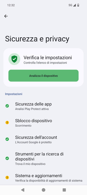 Per attivare il blocco dello schermo, vai al menu Sicurezza e privacy e seleziona Sblocco dispositivo