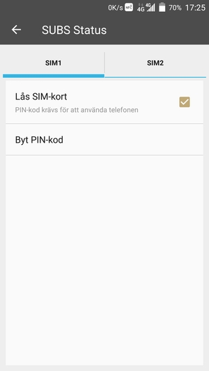 Välj SIM1 eller SIM2 och välj Byt PIN-kod
