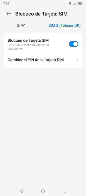 Seleccione SIM 1 o SIM 2 y seleccione Cambiar el PIN de la tarjeta SIM