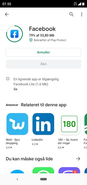Afvent at installeringen er afsluttet