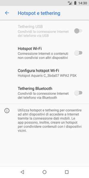 Seleziona Configura hotspot Wi-Fi
