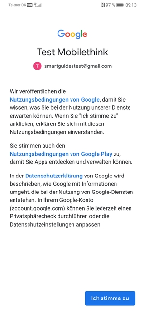 Wählen Sie Ich stimme zu