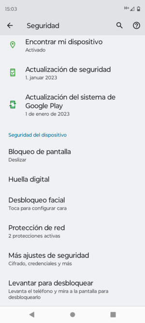 Desplácese y seleccione Más ajustes de seguridad