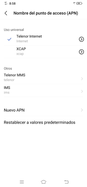 Seleccione Restablecer a valores predeterminados
