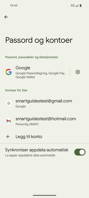Velg din Google-konto