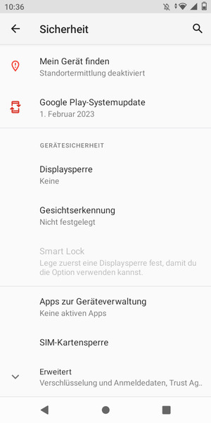 Scrollen Sie und wählen Sie SIM-Kartensperre