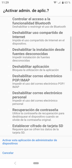 Desplácese hacia abajo y seleccione Activar esta aplicación de administración de dispositivos