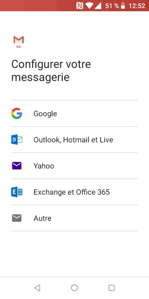 Sélectionnez Outlook, Hotmail et Live