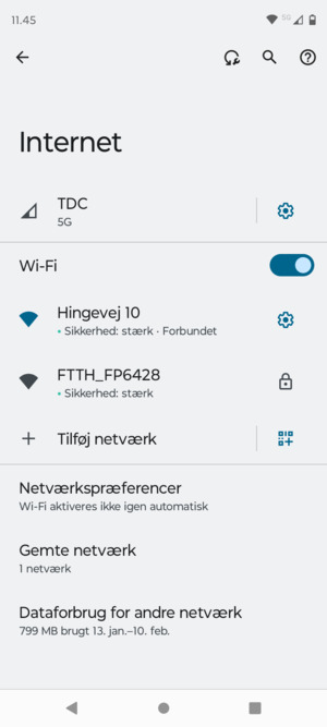 Du er nu tilsluttet Wi-Fi netværket