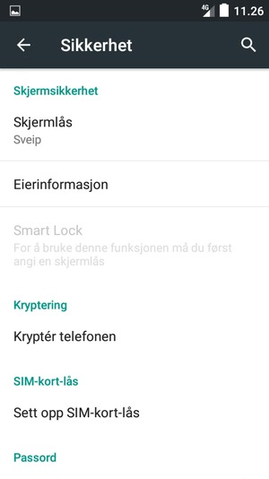 Velg Sett opp SIM-kort-lås