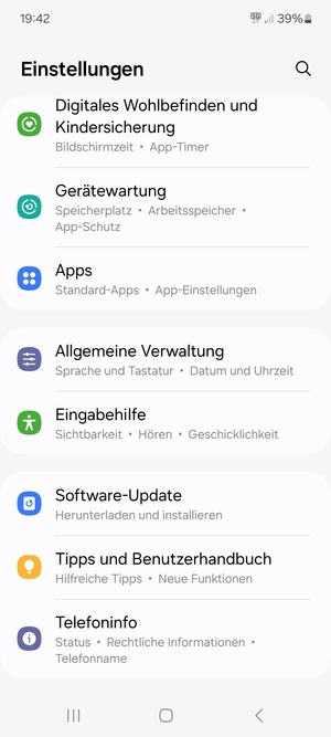 Scrollen Sie und wählen Sie Software-Update