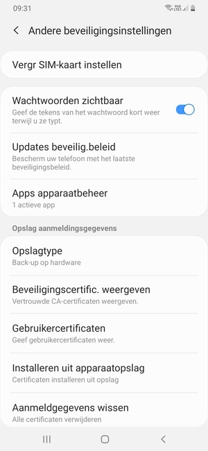 Selecteer Vergr SIM-kaart instellen