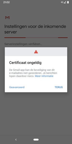 Selecteer TERUG