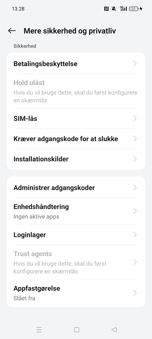 Scroll til og vælg SIM-lås