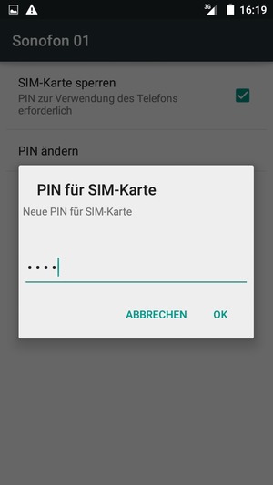 Geben Sie Ihre Neue PIN für SIM-Karte ein und wählen Sie OK