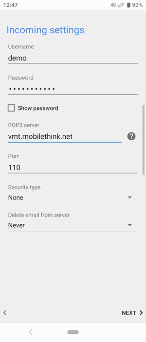 Enter Outgoing server address