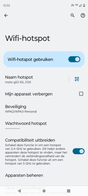 Uw telefoon is nu geïnstalleerd voor gebruik als modem