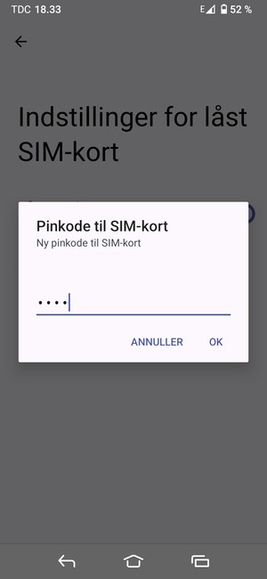 Indtast din Nye pinkode til SIM-kort og vælg OK