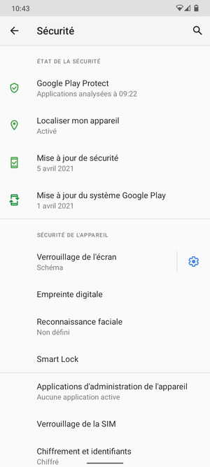 Sélectionnez Verrouillage de la carte SIM