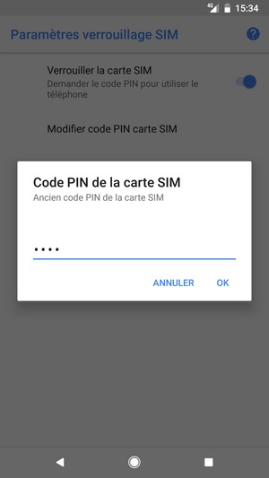 Saisissez votre Ancien code PIN de la carte SIM et sélectionnez OK