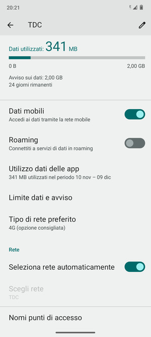 Per modificare la rete, in presenza di problemi, disattiva Seleziona rete automaticamente