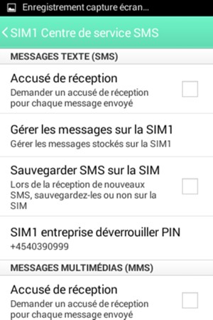 Sélectionnez SIM1 entreprise déverrouiller PIN ou SIM2 entreprise déverrouiller PIN