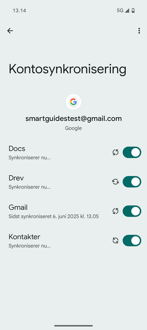 Dine oplysninger vil blive synkroniseret