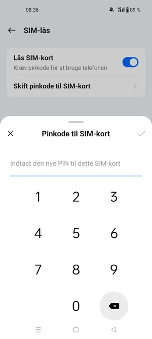 Indtast din Nye pinkode til SIM-kort og vælg OK