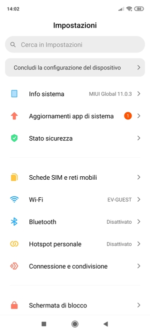 Seleziona Info sistema