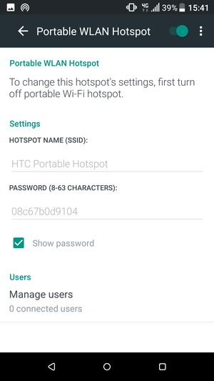 Your phone is now set up for use as a modem
