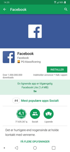 Vælg INSTALLER