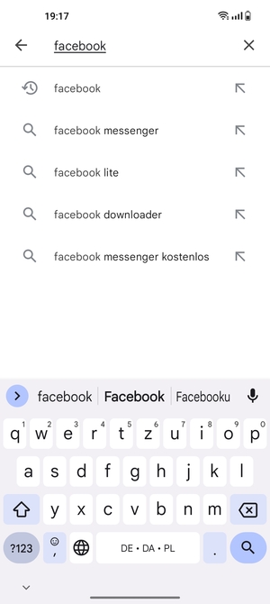 Geben Sie den Namen der App ein und wählen Sie Suchen