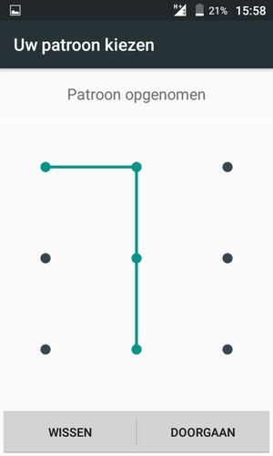 Teken een ontgrendelingspatroon en selecteer DOORGAAN