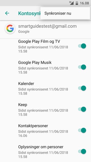 Vælg Synkroniser nu