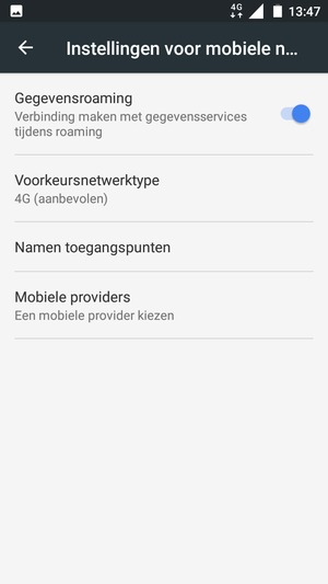 Schakel Gegevensroaming in of uit