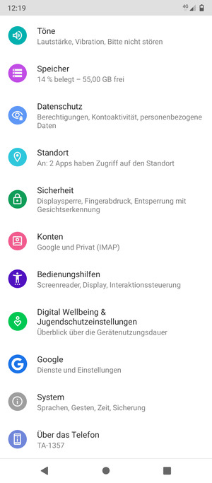 Scrollen Sie und wählen Sie Sicherheit