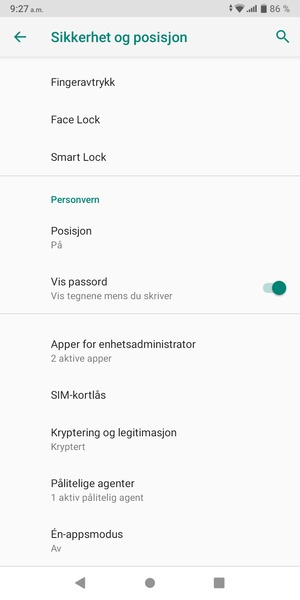Bla til og velg SIM-kortlås