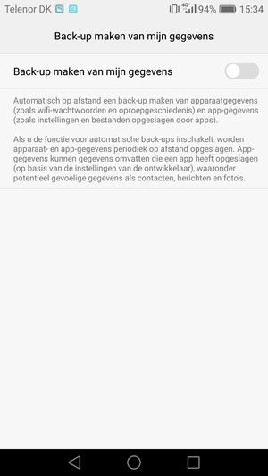 Schakel Back-up maken van mijn gegevens in