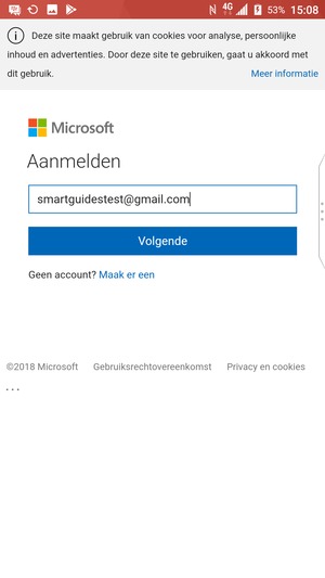 Voer uw e-mailadres in en selecteer Volgende