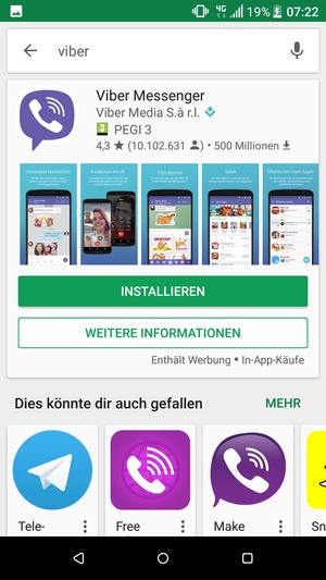 Wählen Sie die App