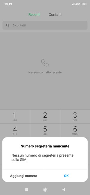 Se la segreteria telefonica non è configurata, seleziona Aggiungi numero