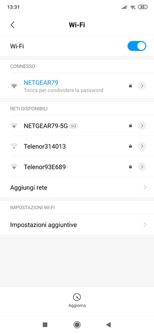 Ora sei connesso alla rete Wi-Fi