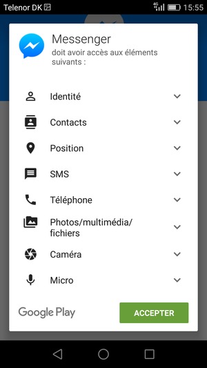 Sélectionnez ACCEPTER