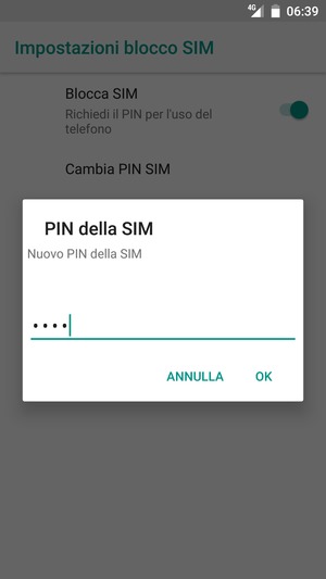 Inserisci Nuovo PIN della SIM e seleziona OK