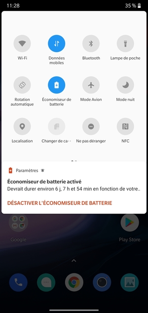 Activer le Économiseur de batterie
