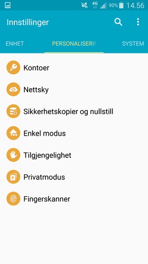 Hvis du ser dette skjermbildet, velg PERSONALISERING