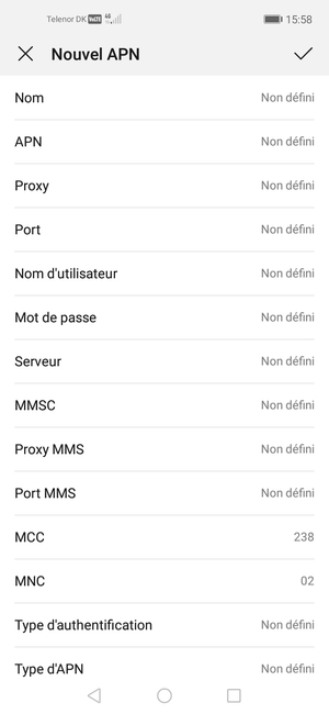 Saisissez les informations MMS