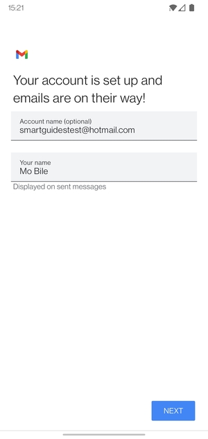 Give your account a name and enter your name. Select NEXT